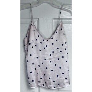Topshop Polka Dot Top Size 6 Pink With Blue Dots Polyester Layering Career